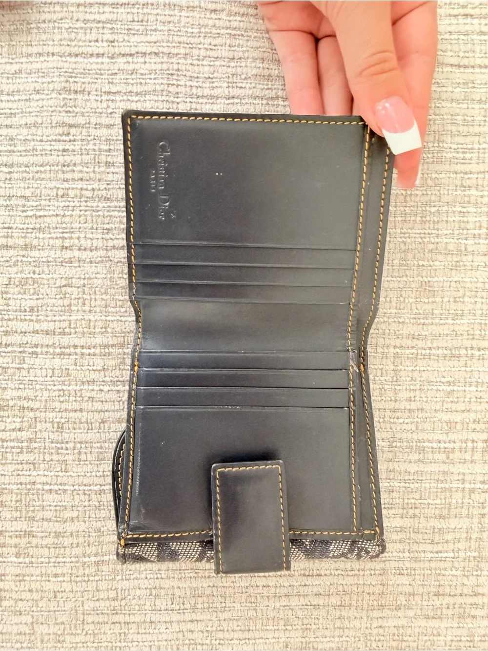 Christian Dior Oblique Small Fold Wallet in Blue Denim